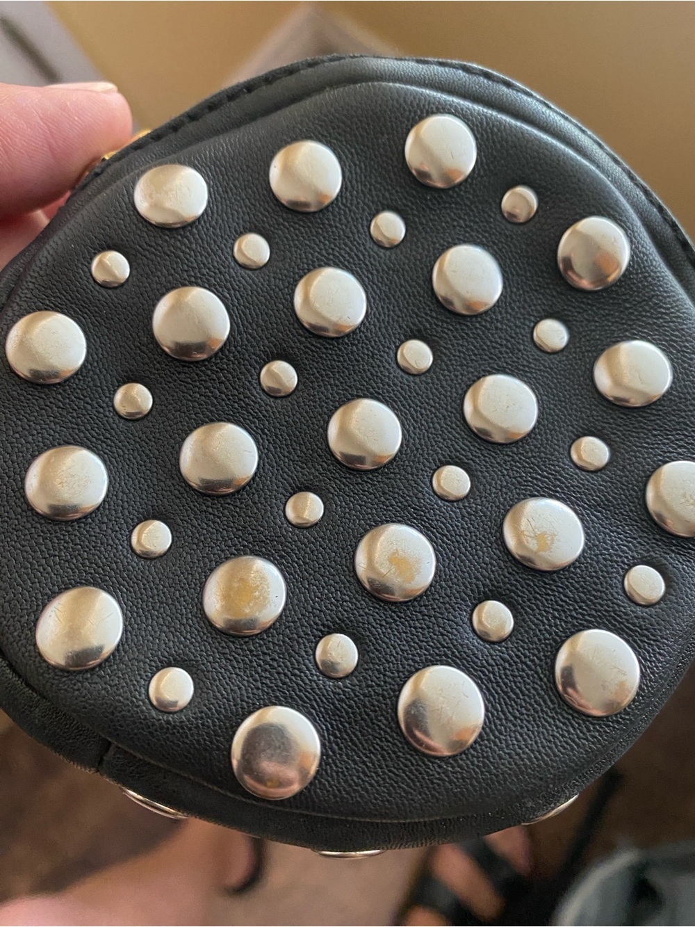 Clare V Black Leather Studded Petite Moyen Shoulder Bag with Silver Studs - Picture 15 of 16
